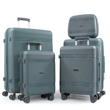 Набор чемоданов Франция (L M S XS+BC-5шт) полипропилен зелёный/Snowbal 21204-(LMS+XS+BS) dark green фото