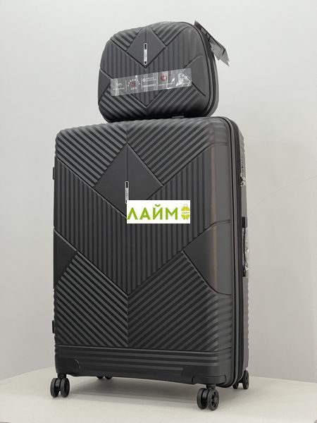 Набір валіз Франція (L M S+BC-4шт) поліпропілен сірий/Airtex 639 639-(LMS+BC-4) grey фото