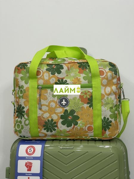 Сумка(ручна поклажа) Польща кольорова 40х30х20см/24л/0.5кг/Fly 0234 0234 green flowers фото